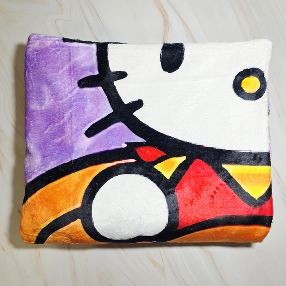 Hello Kitty HALLOWEEN pumpkin Plush Blanket 59"x 79" Orange & Purple - Picture 6 of 7
